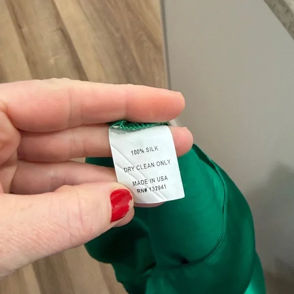 Amanda Uprichard Sandrine Mini Dress in Dark Emerald Green 100% Silk Tie Waist - Picture 12 of 15